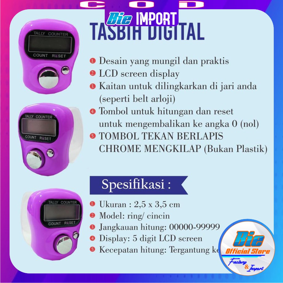 Tasbih Digital Mini LCD Impor Best Seller