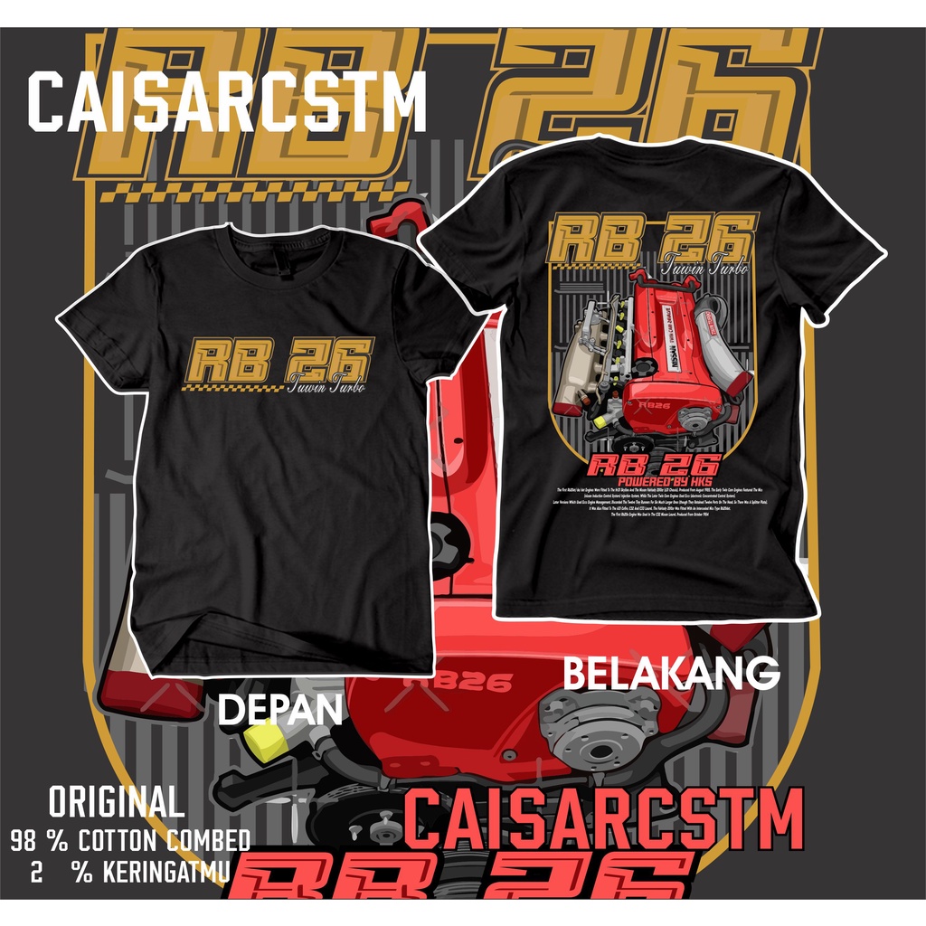 Kaos Mesin RB26 JDM legend Mesin Mobil RB26 GTR Kaos Mobil Skyline