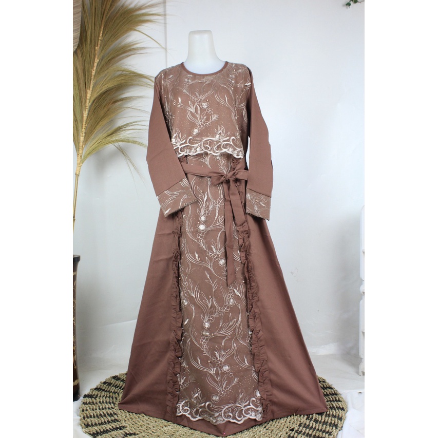 DELIANA BRUKAT DRESS remaja trendy modis terbaru wanita syari casual brokat mewah pesta simple