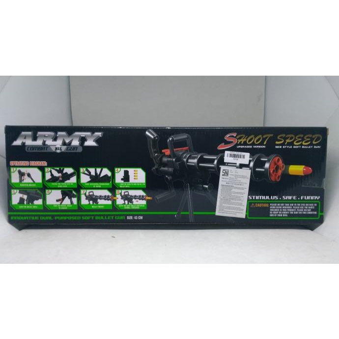 Mainan Pistol Nerf Gun Peluru Busa Soft Bullet Machine Gun M134