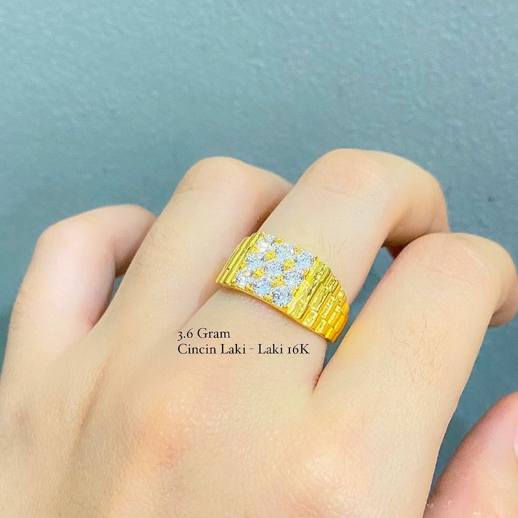 Cincin pria anak dan dewasa emas asli kadar 700 70 16k cowok jam arloji permata petak kotak rolex kewarang besar lebar 2 3 4 gram gr g terbaru