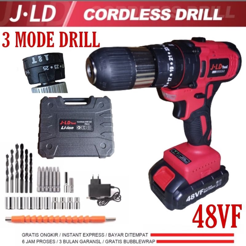 CANGGIH JLD CORDLESS DRILL 48V MESIN BOR BATERAI JLD 48V