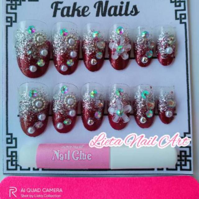 Kuku palsu pengantin 3D Murah