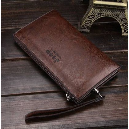 Dompet Pria Bahan Kulit Sintetis D1619 / Zipper Wallet-Coklat