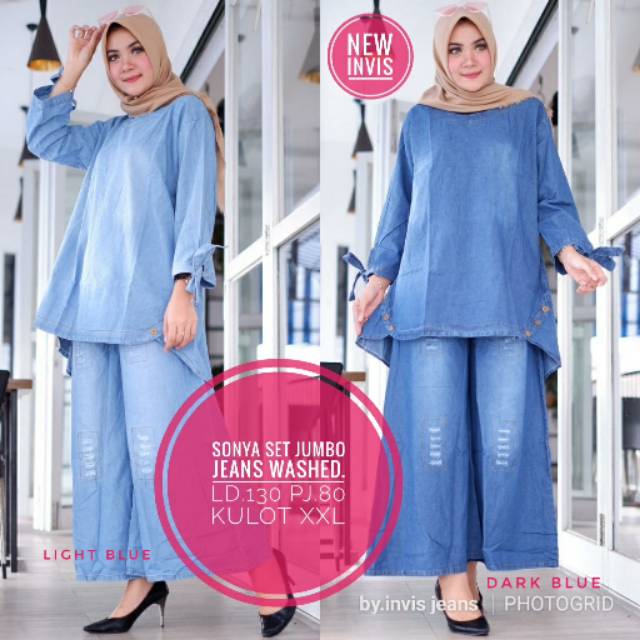 Baju Murah Setelan Muslim Kulot dan Blouse Sonya Set Jumbo