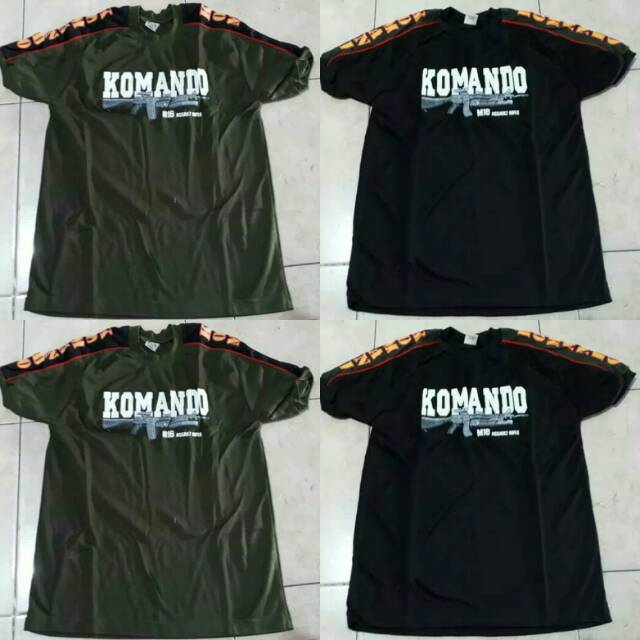 KAOS KOMBINASI KOMANDO HIJAU , HITAM / BAJU PRIA KOMANDO