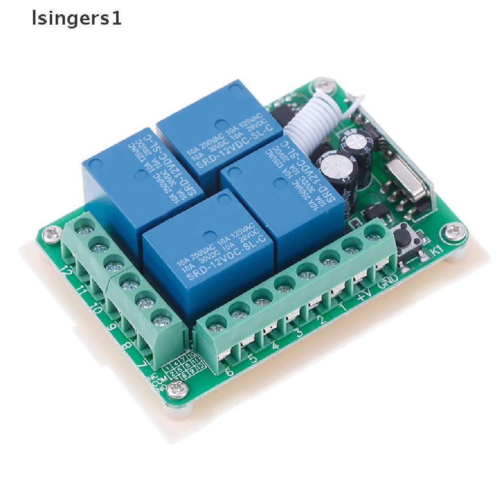 (lsingers1) Switch relay rf wireless 4ch DC 12v 10a 433mhz