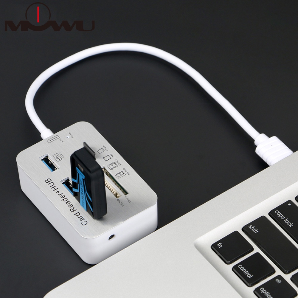 Actual【COD】 USB 3.0 7in1 Hub Card Reader 3-Port USB+MS Micro SD MMC M2 TF Slot Combination Aluminum High Quality