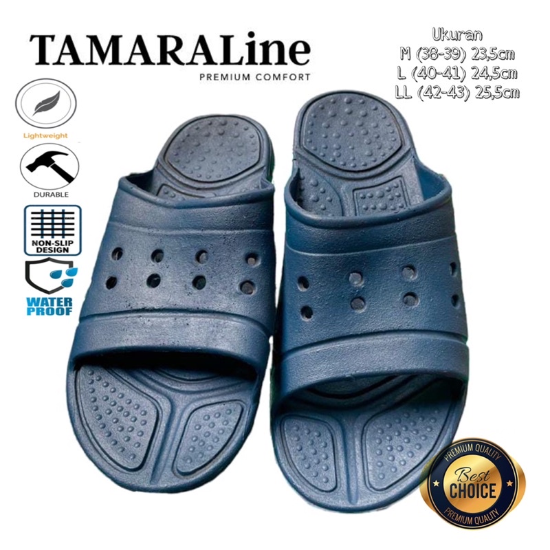 Sandal Selop Slide Slip on Karet Pria Dewasa / Remaja - TAMARALINE 188 / Bahan Premium Lentur Empuk Ringan Kuat Anti Slip Anti Air Model Sandal Casual Santai Rumah Hotel Outdoor Kamar Mandi Murah Original