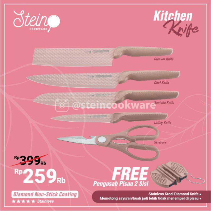 Stein Knife Diamond Non Stick Coating Knife / Pisau Dapur Stein