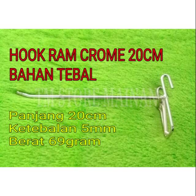 Hook Ram Crome 20cm Bahan Tebal Display Gantungan Dinding