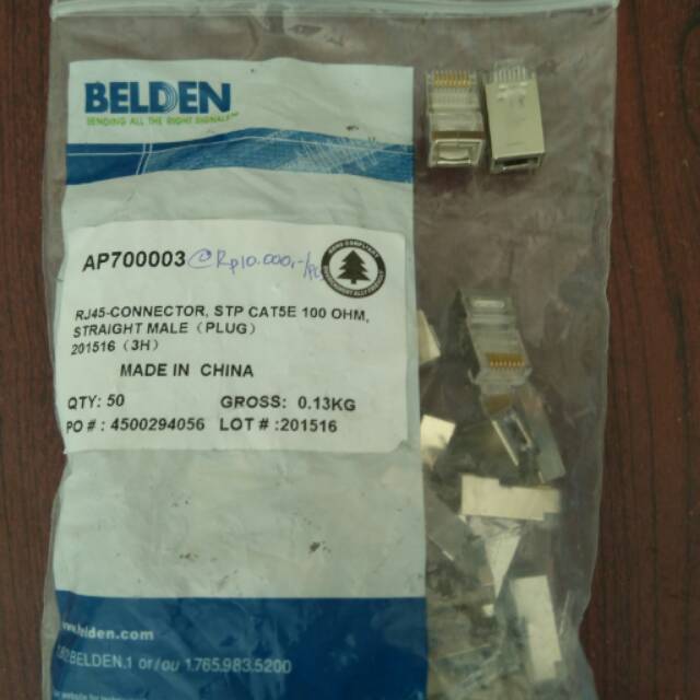 Konektor / connector rj45 Stp/Ftp Cat5E / Cat 5E "Belden" - Eceran