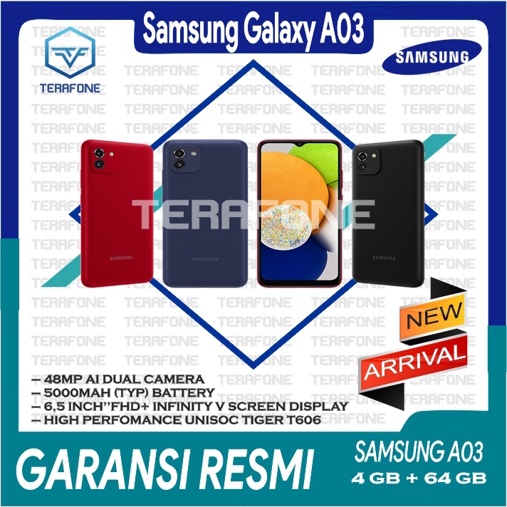 SAMSUNG GALAXY A03 RAM 4/64 GB  GARANSI RESMI TERMURAH ⭐⭐⭐⭐⭐