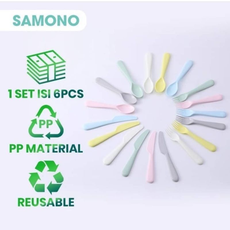 Samono Alat Makan Plastik 1 set isi 6