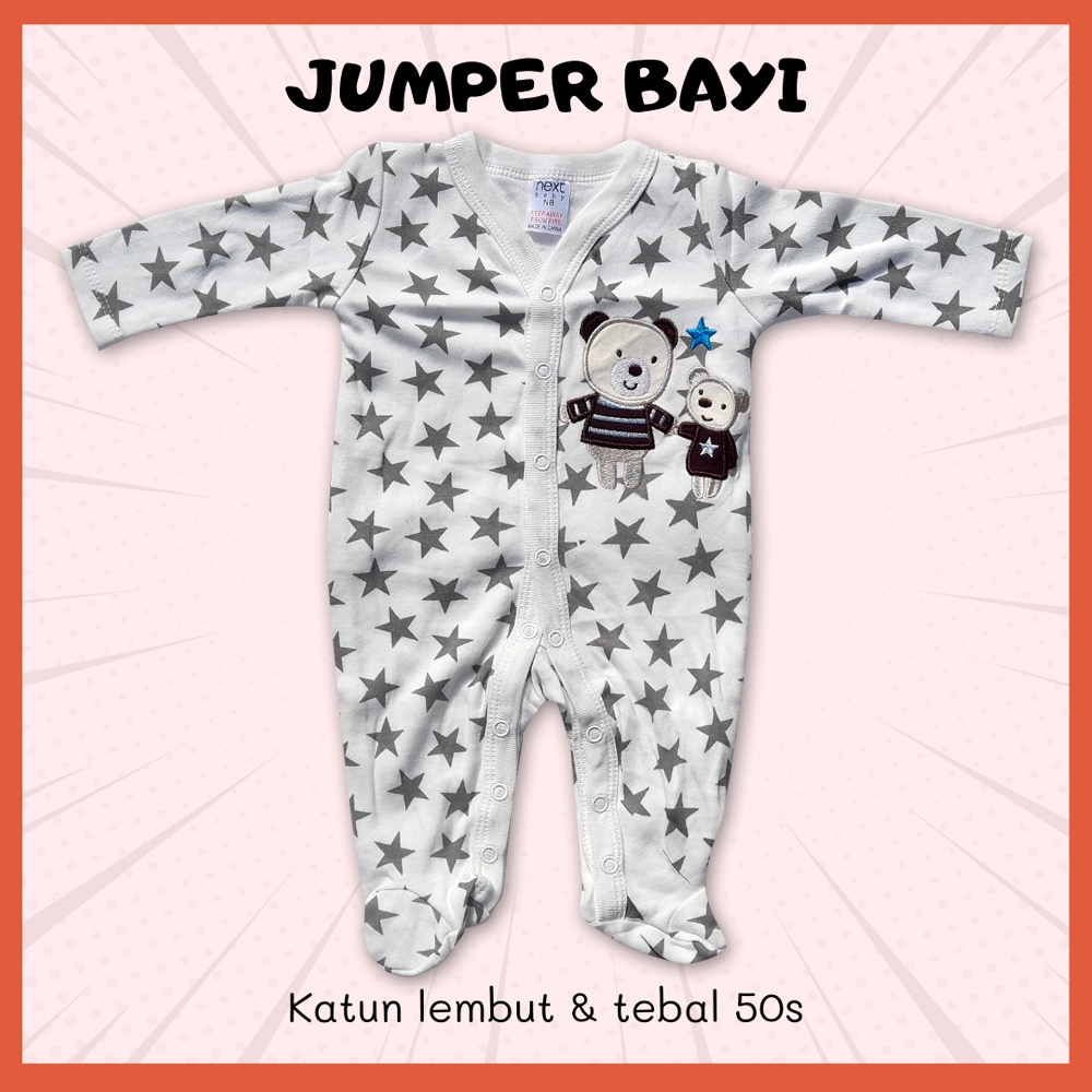 SLEEPSUIT BAJU TIDUR BAYI Cowok Cewek - Newborn s/d 12 Bulan Model Kaki Tertutup Lengan Panjang Kancing Tengah