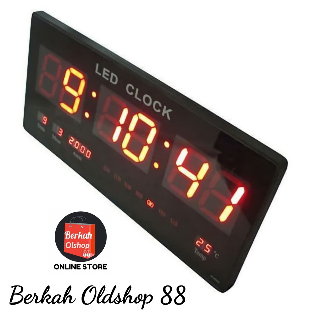 Berkah Oldshop 88 - Jam Dinding Digital LED Meja LED Clock 4622 Merah