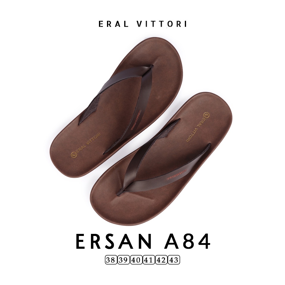 Eral Vittori - Ersan A84 Sandal Pria Kulit Harian Santai Coklat