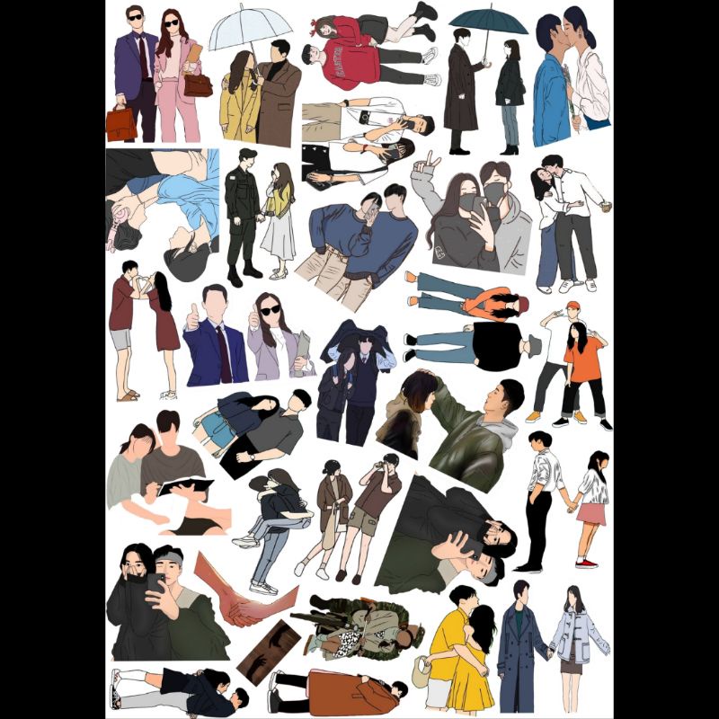 55 PSC sticker/stiker serba  COUPLE, DI JAMIN MURAH, LUCU DAN BERKUALITAS