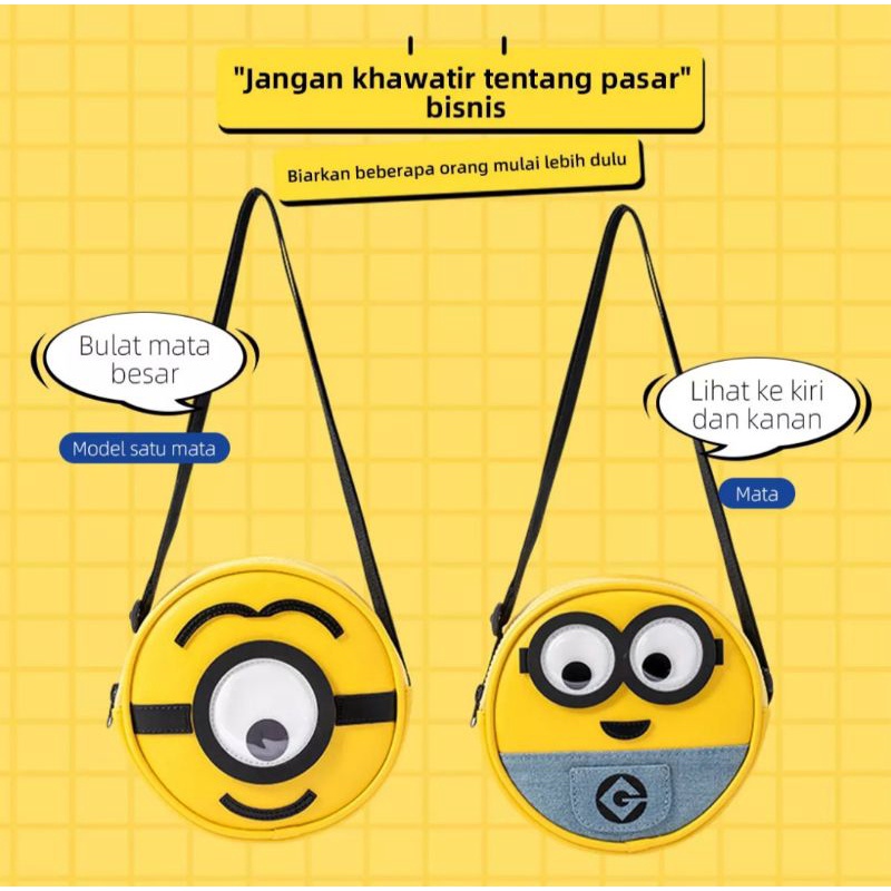 Tas Bulat Minion original Miniso