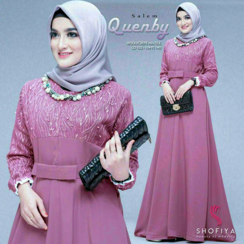 Gamis Pesta Jumbo LD 120 Quenby Ori Shofiya Gamis Brukat