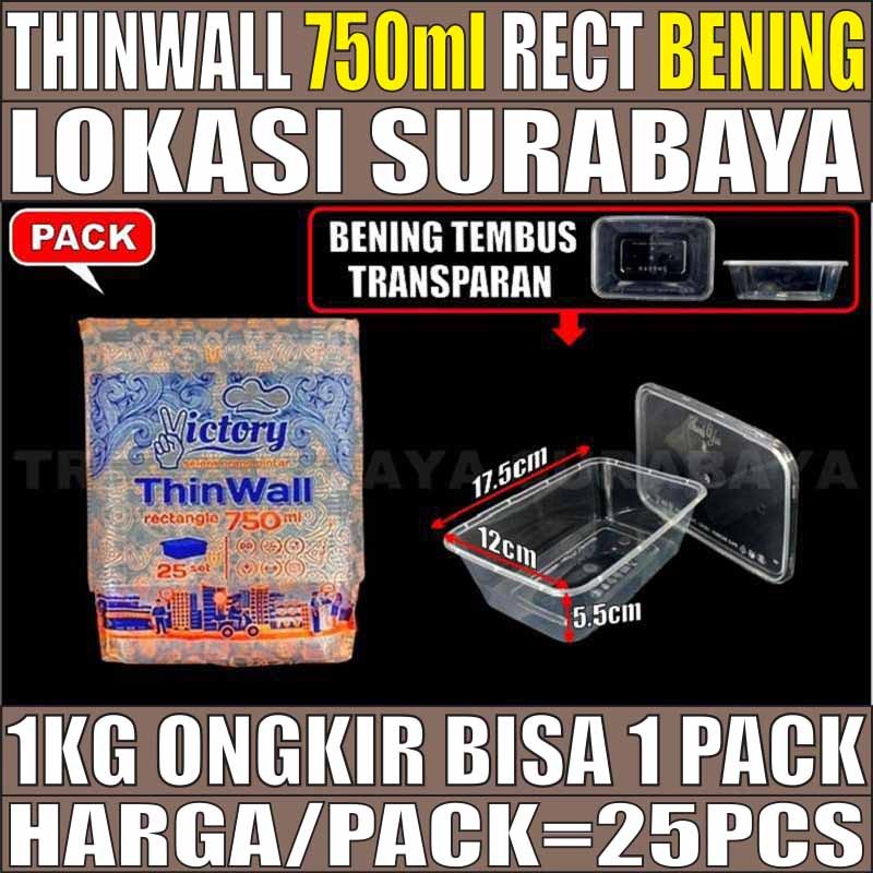 Thinwall 750ml 25pcs Food Container Lunch Box Tempat Bekal Makanan Anak Kotak Makan Plastik Murah Surabaya