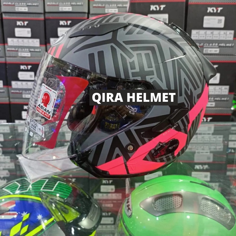 Jual Helm KYT Galaxy Flat R Motif Neon Matt Gorila Grey Fuxia Fluo