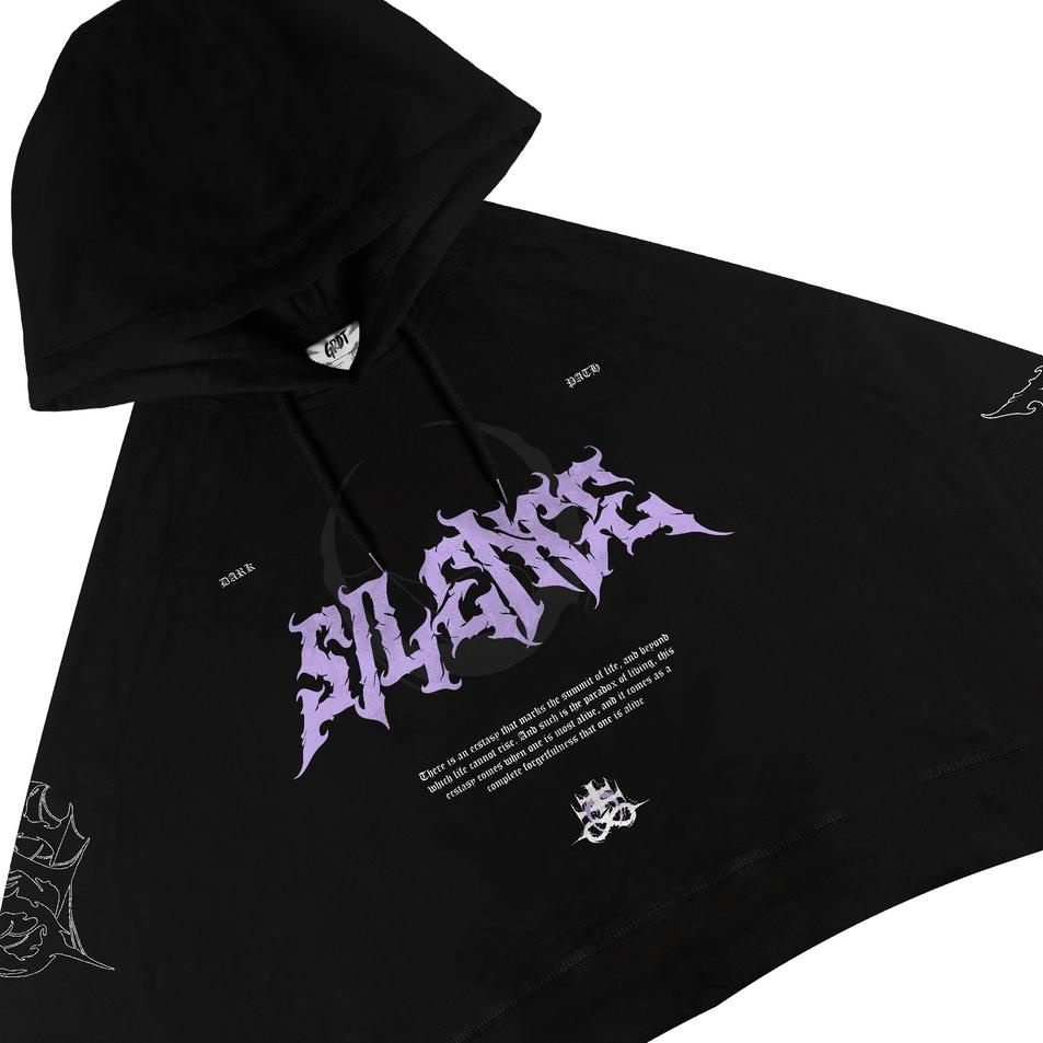 Sangat Nyaman.. GRDT Silence Hoodie Oversize Crop Top Black