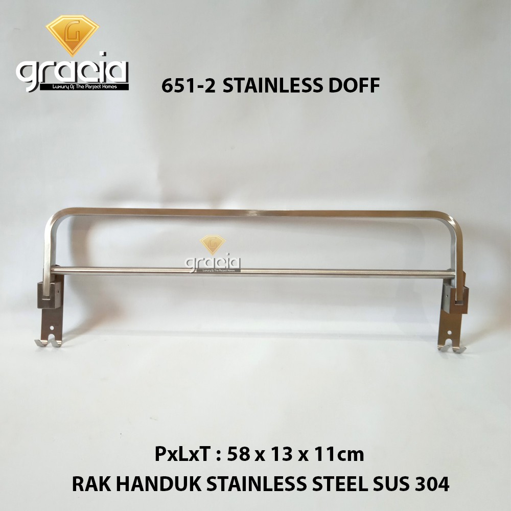 Rak Handuk 2 Baris Dinding Kamar Mandi Chrome Stainless SUS 304