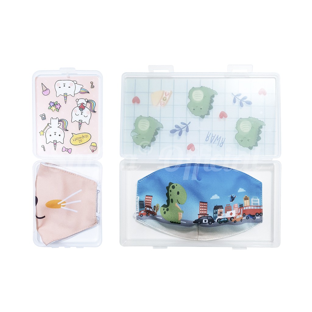 Shifra Kotak Masker Plastik Tempat Masker Storage Box Transparan Gambar Unik