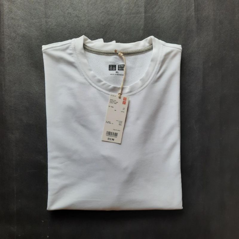(Unisex) Kaos UNIQLO logo bordir /UNIQLO men O neck / t-shirt UNIQLO long Sleeve-PANJANG PUTIH