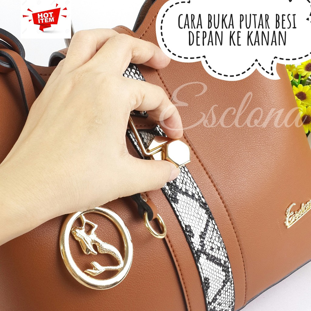 Tas Wanita Import Batam Bag Esclona 023 Selempang Cewek Branded Cantik Grosir Fashion Murah Handbag Original Besar Kantor Kerja Kuliah Premium Super Populer Terbaru Terlaris Hobo Ibu Emak Dewasa Santai Berpergian Shoulder Bahu