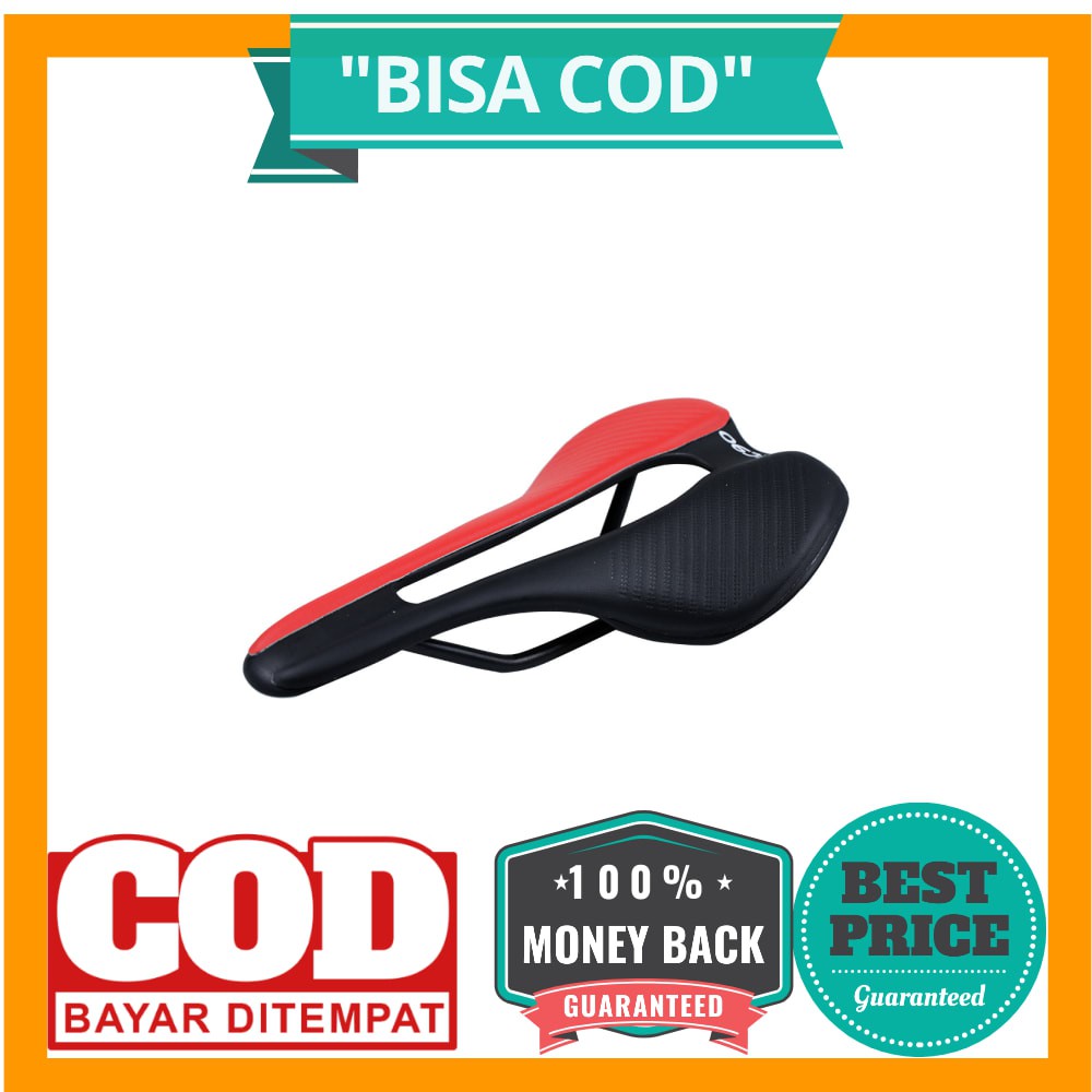 BISA COD Jok Sadel Sepeda Bike Saddle Fiber PU Leather Ultralight - EC90 - Black/Red