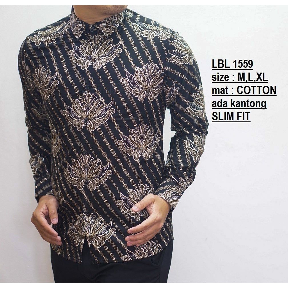 KEMEJA BATIK PRIA SLIM FIT MODERN MEWAH LENGAN PANJANG LB147