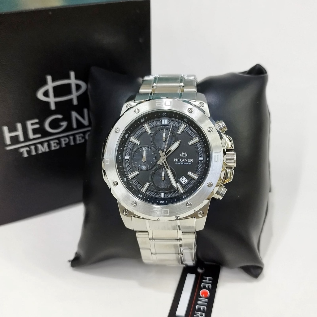 Jam tangan pria Hegner 1684 tali rantai sport original