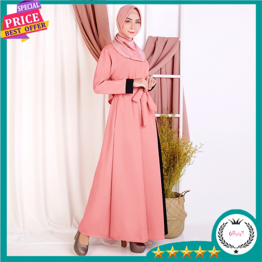 CO Long Dress Gamis maxi Wanita Muslim kombinasi warna -  Ayesha - Fashion Muslim Wanita