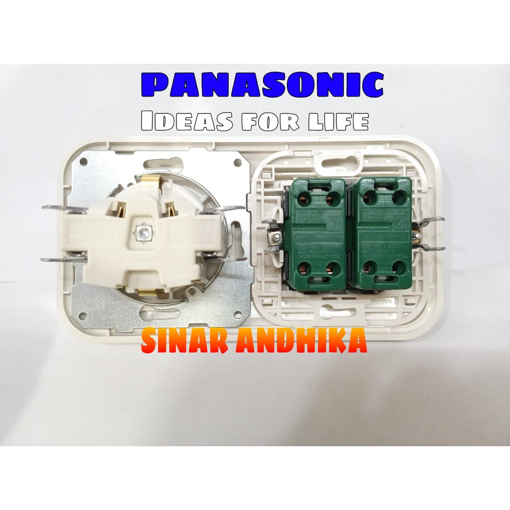 Stop Kontak Panasonic Non Cp + Saklar Seri Kecil Putih Wejp11312-7+Wej5531