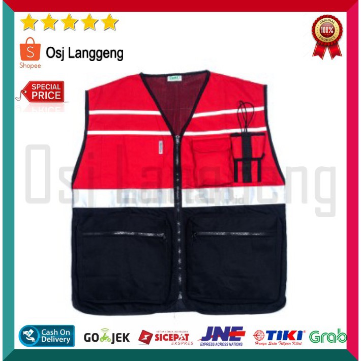 BISA COD |  Rompi Safety IMJ Scoathlight 3M Kombinasi Dua Warna Merah Orange Hijau Stabilo - Navy