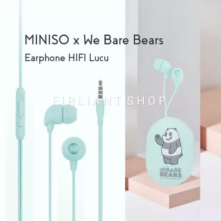 Miniso We Bare Bear Headset Handsfree Earphone Silicone Case