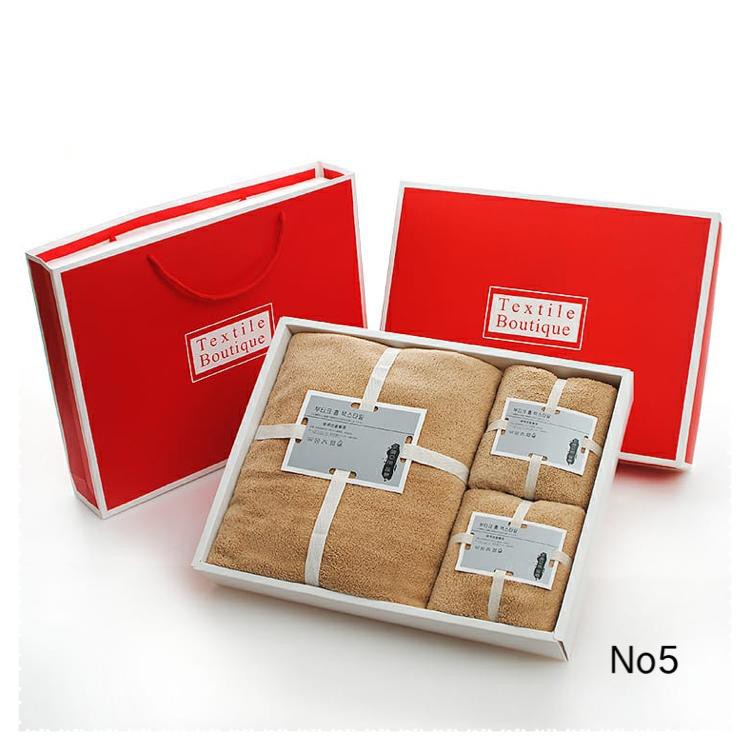 [JUALSEMUA18]Handuk set dapat box + Paper Bag / handuk serap air 1set 3 pcs premium 8003