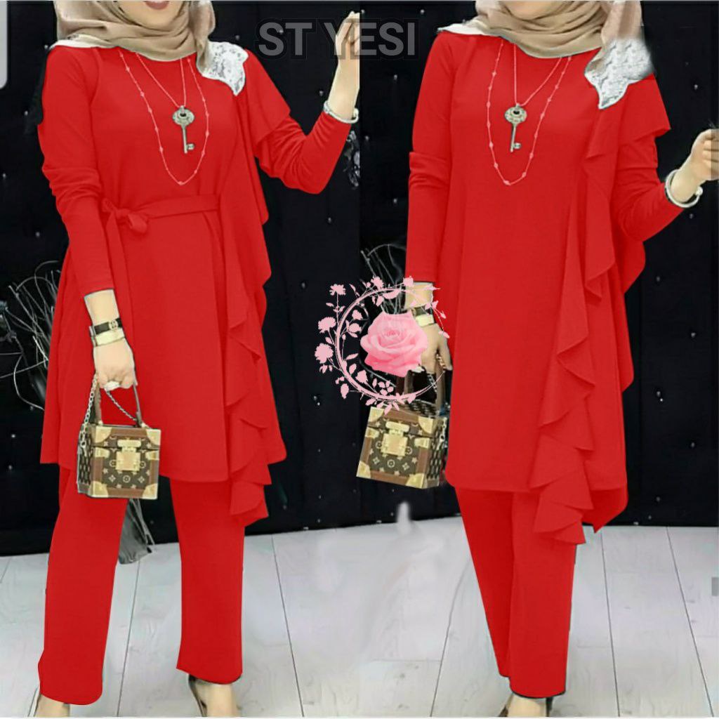 SETELAN YESI 5XL 3XL 2XL XL L  / PAKAIAN PESTA FORMAL / SET WANITA LENGAN PANJANG