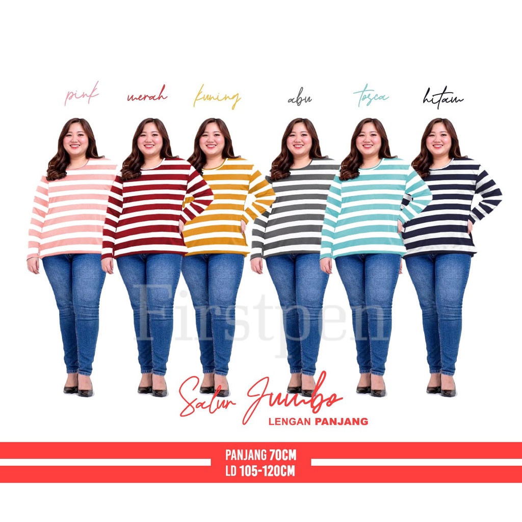 Kaos Salur Jumbo Lengan Panjang Wanita Warna 6