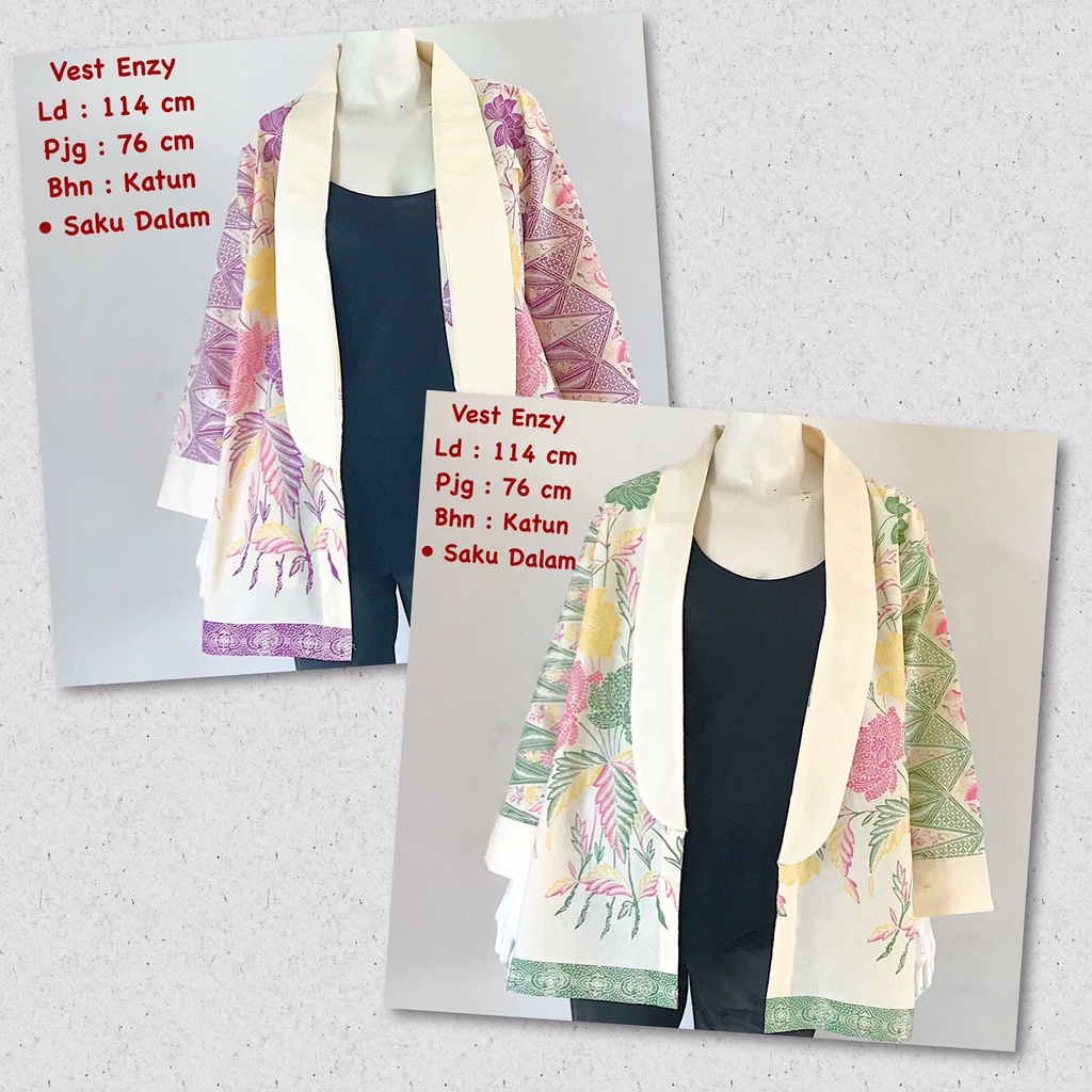 Vest enzy kasmaran tribal batik solo atasan kerja batik trendy bolero kantor cardi kantor
