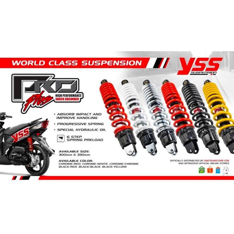 SHOCK YSS PRO PLUS ALL NEW PROPLUS BEAT MIO SCOOPY VARIO 125 VARIO 150 XRIDE 300 mm 330 mm ORIGINAL 