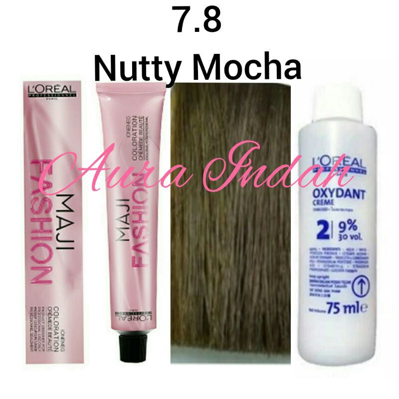LOREAL MAJIFASHION NO. 7.8 NUTTY MOCHA & OXYDANT 75ML