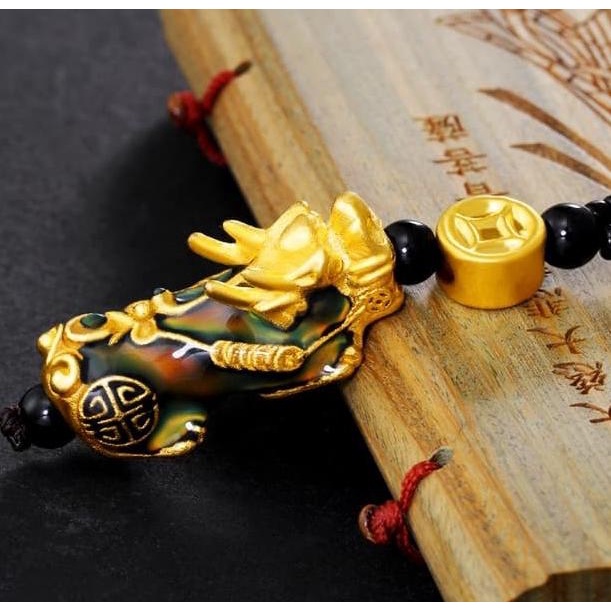 

Kalung Pi Xiu Premium Quality Black Onyx Stone Lapis Emas 18K (VP01)