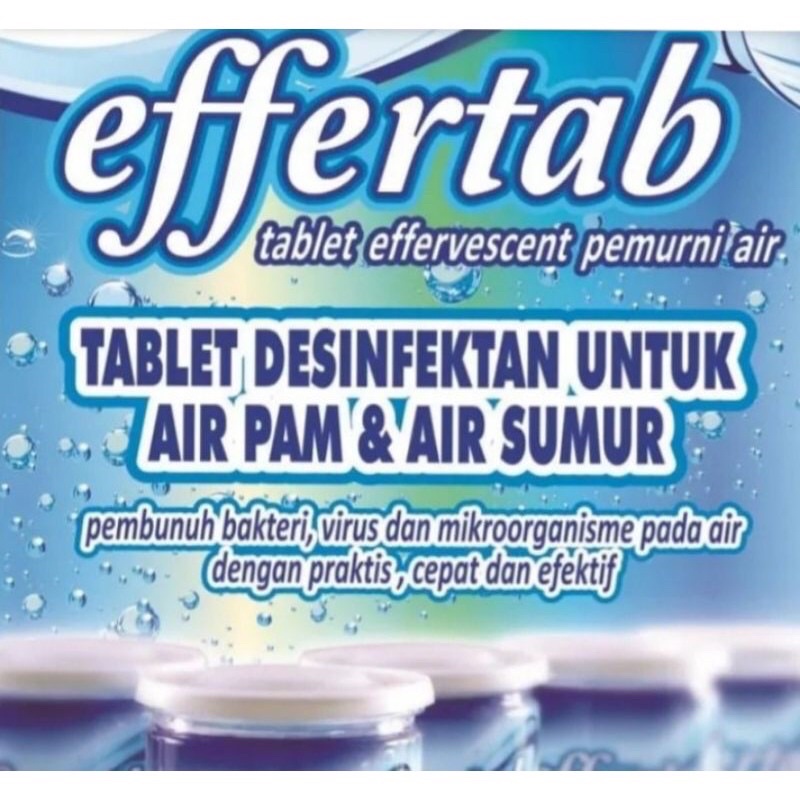 Effertab tablet disenfektan penjernih dan pemurni air ukuran kecil