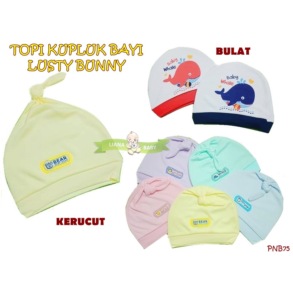 PNB75 TOPI KUPLUK BAYI LUSTY BUNNY tp2905 motif/ tp2909 polos