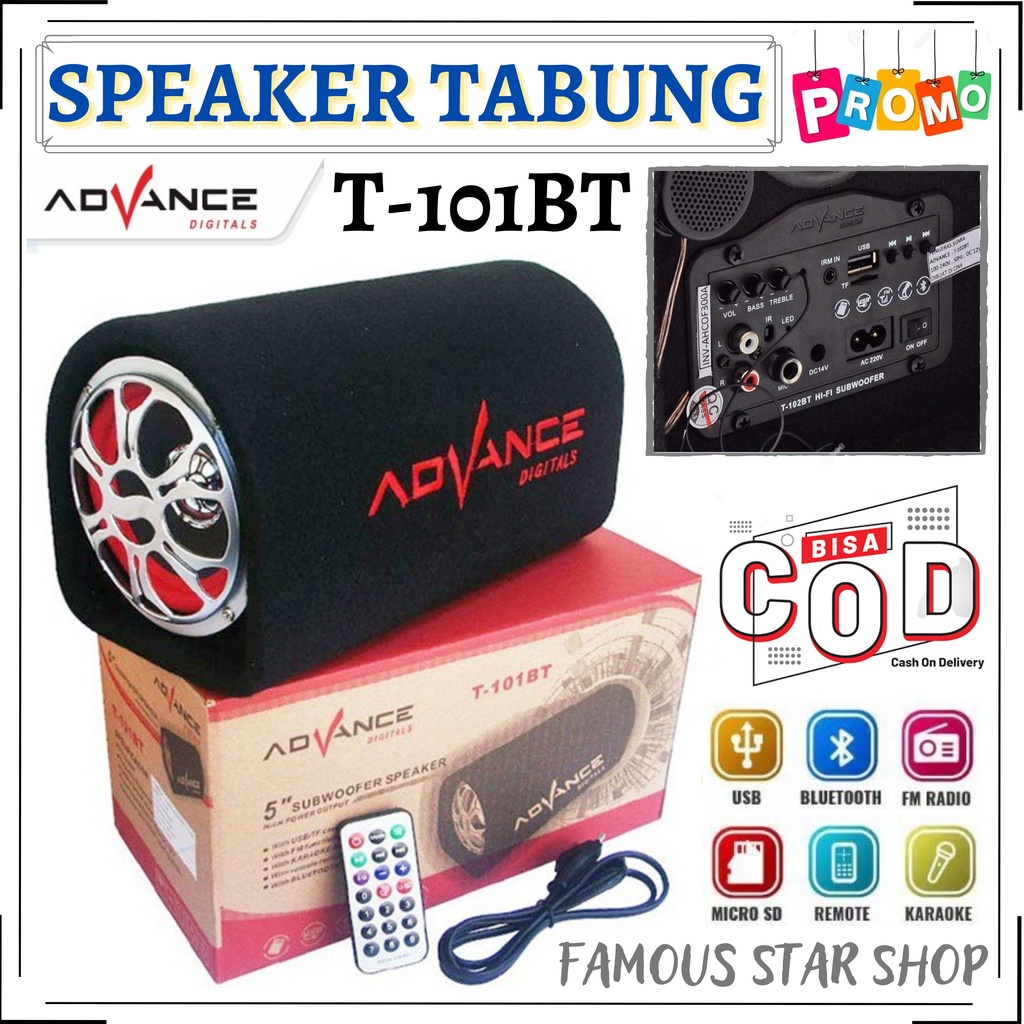 Speaker Advance T-101BT Speaker Bluetooth - Black [Karaoke/FM/5 Inch] ~ FMS