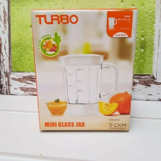 Gelas Blender Kaca set TURBO Mini Glass Jar Kapasitas 750ML