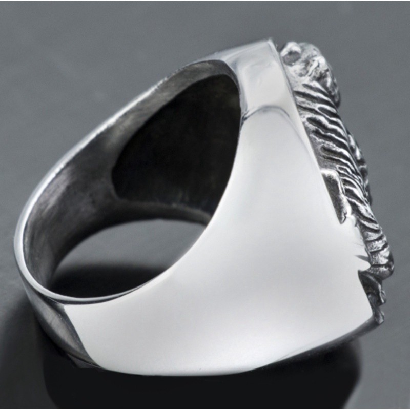 SEUSUK  Cincin Desain Harimau Putih Gaya Punk untuk Pria COD